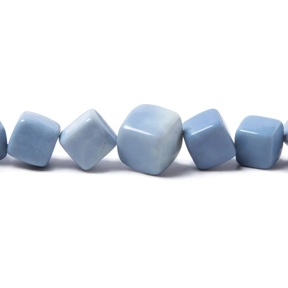 10x10-15x15mm Owyhee Denim Blue Opal plain cube beads 18 inch 44 pieces