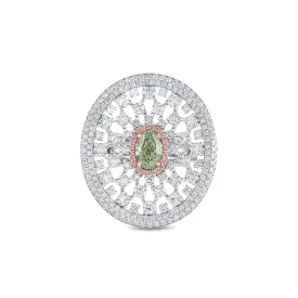 18k White Gold 1.96ct Fancy Green Diamond Cocktail Ring, GIA Certified