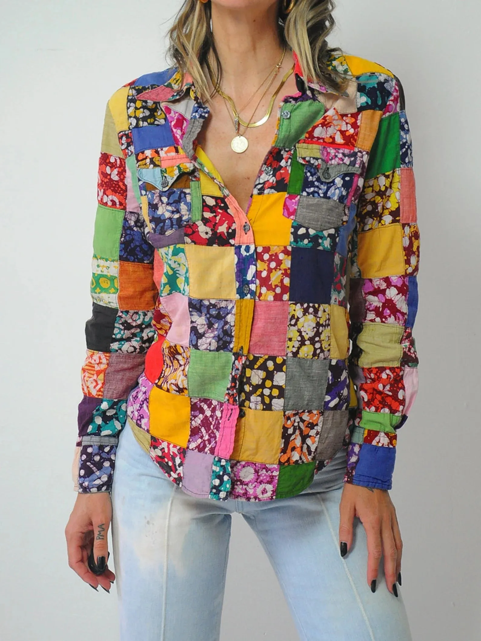 1970's India Cotton Patchwork Blouse