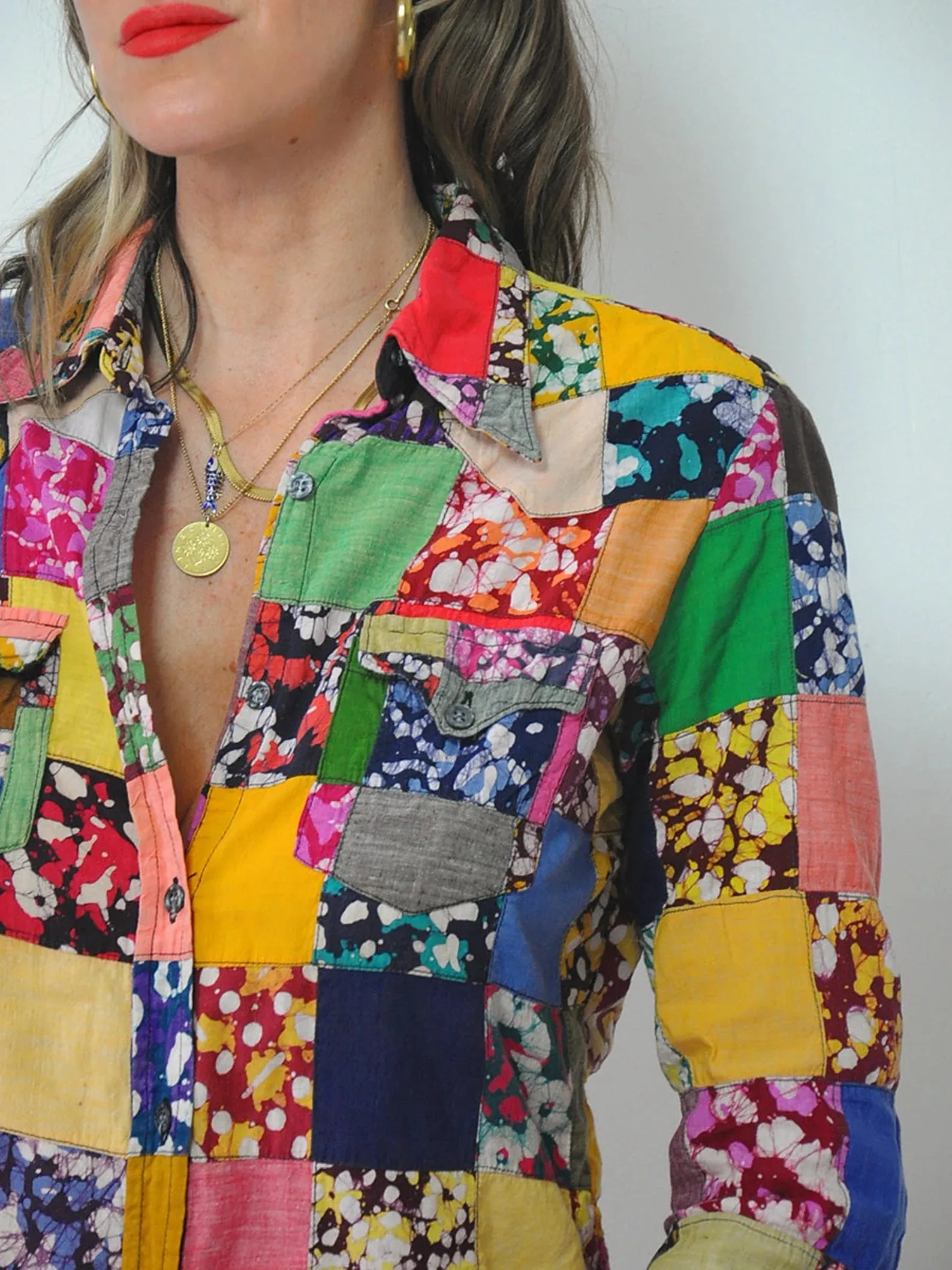 1970's India Cotton Patchwork Blouse