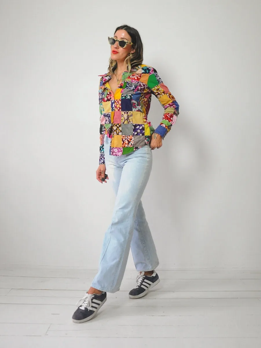 1970's India Cotton Patchwork Blouse