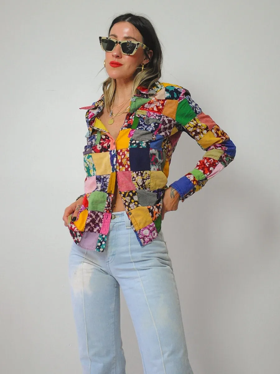 1970's India Cotton Patchwork Blouse