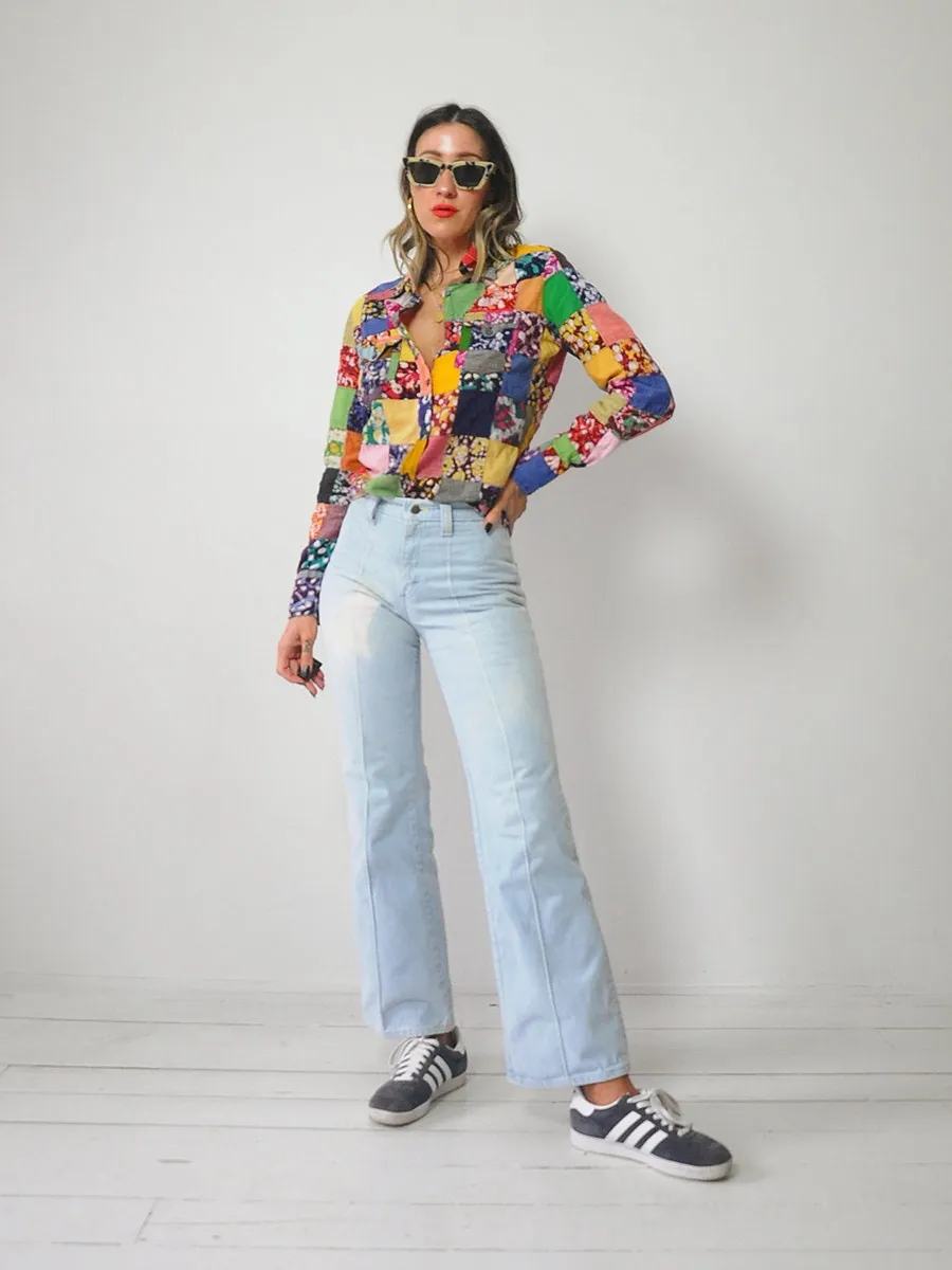 1970's India Cotton Patchwork Blouse