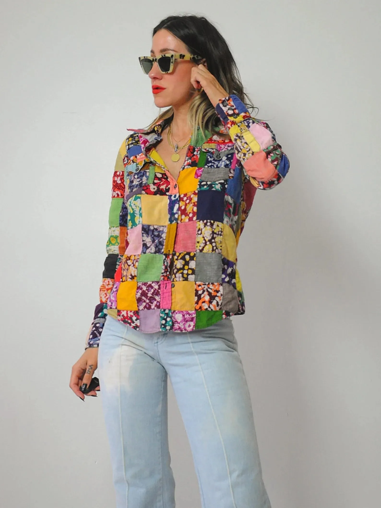 1970's India Cotton Patchwork Blouse