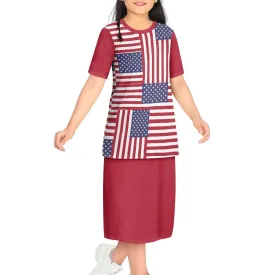 4th of July T-shirt Outfit Set for Girls - Red