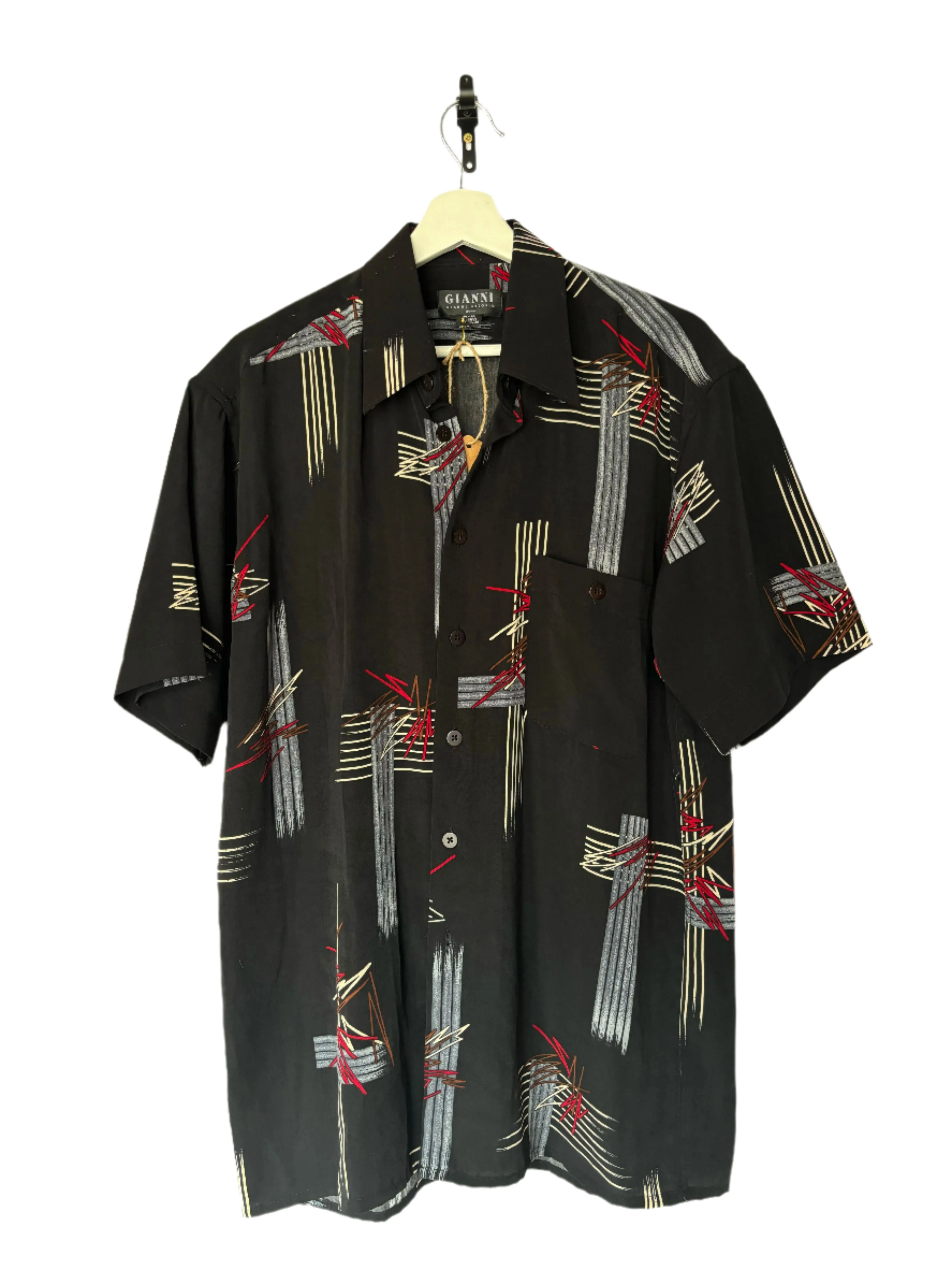 80's Style Loose Short Sleeve Button Up