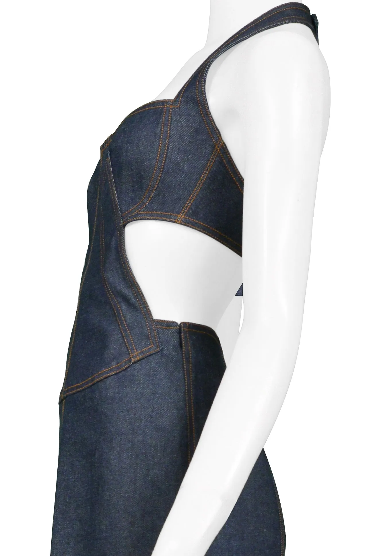 ALAIA EDITION 1986 REISSUE BLUE DENIM CUTOUT DRESS