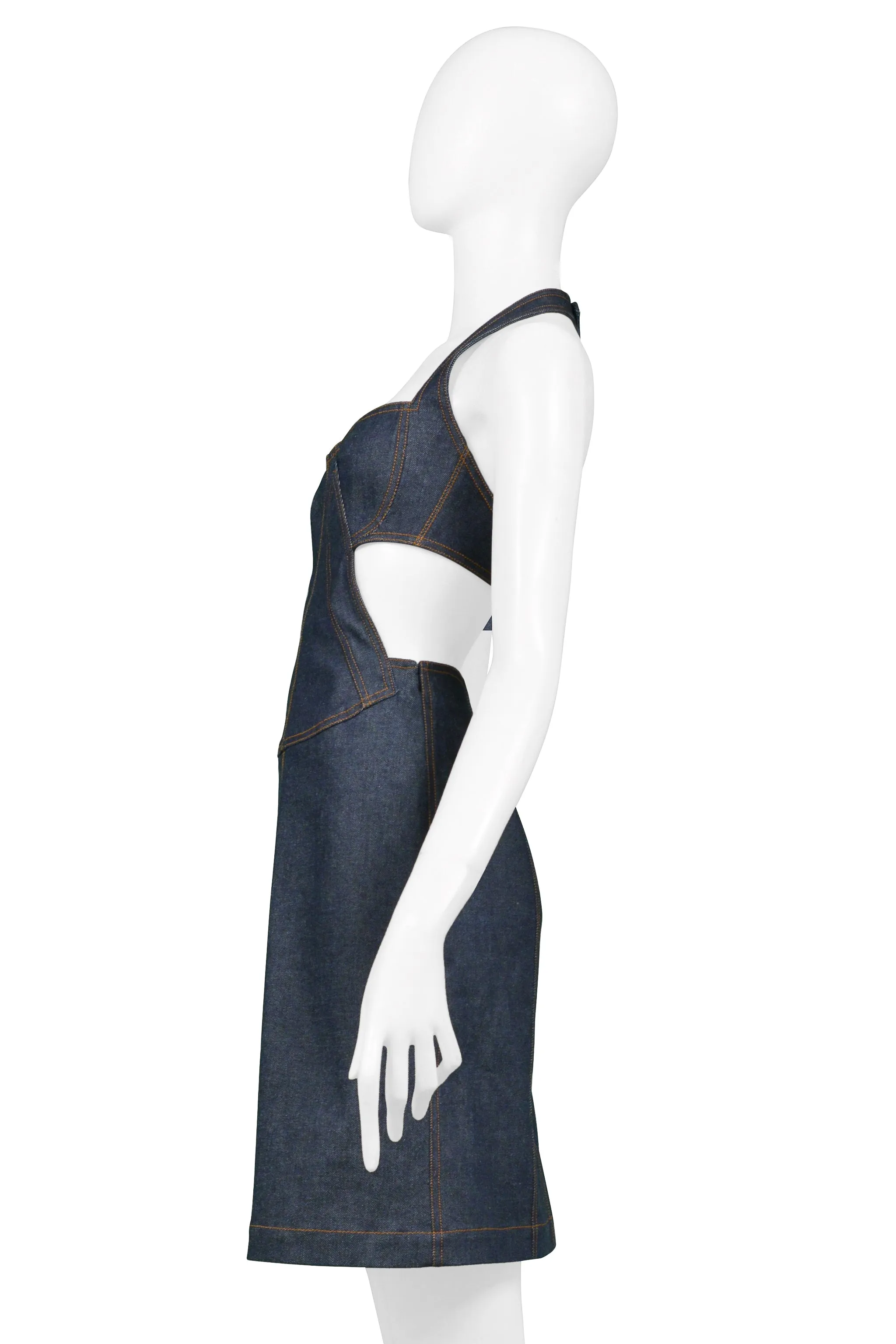 ALAIA EDITION 1986 REISSUE BLUE DENIM CUTOUT DRESS