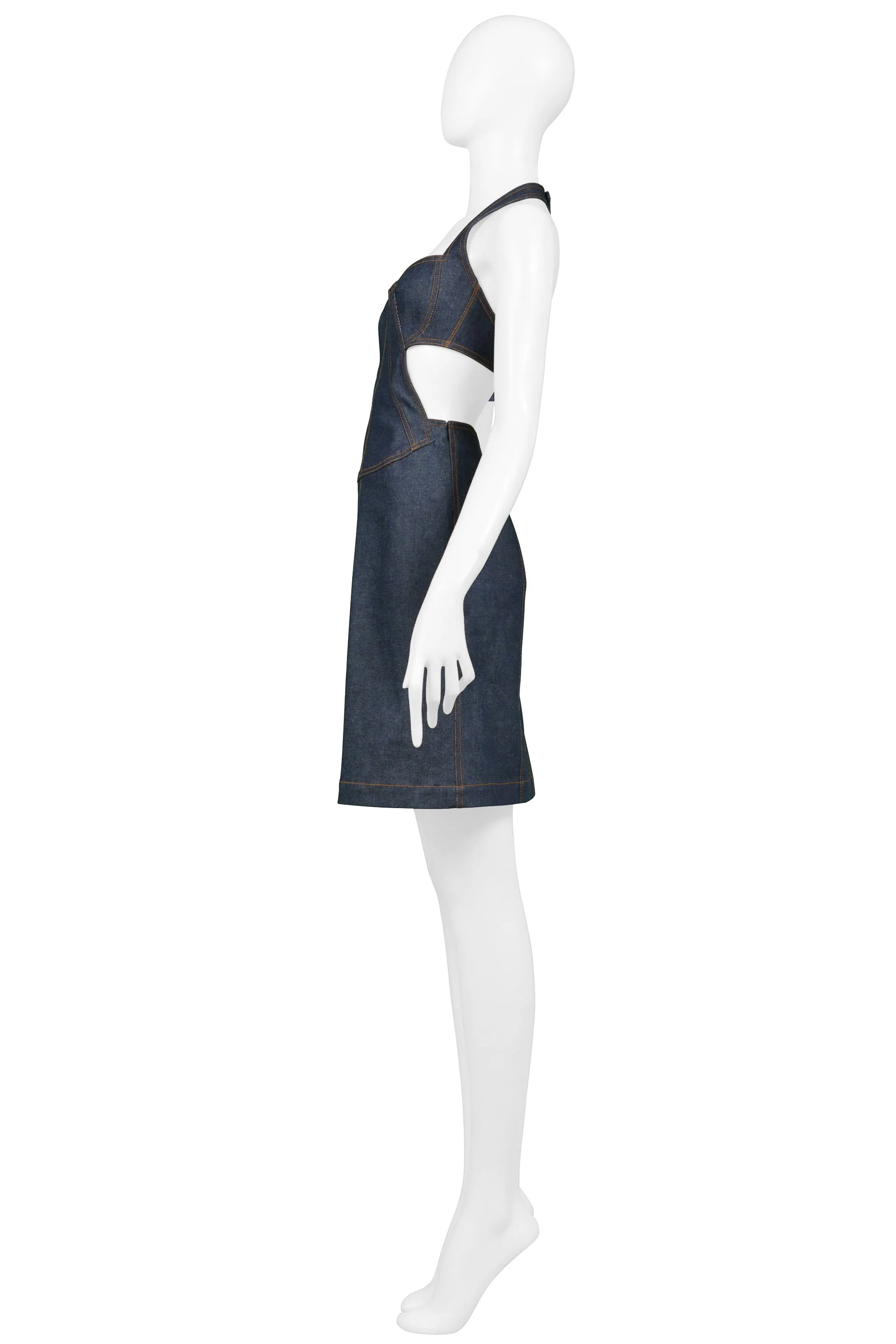 ALAIA EDITION 1986 REISSUE BLUE DENIM CUTOUT DRESS