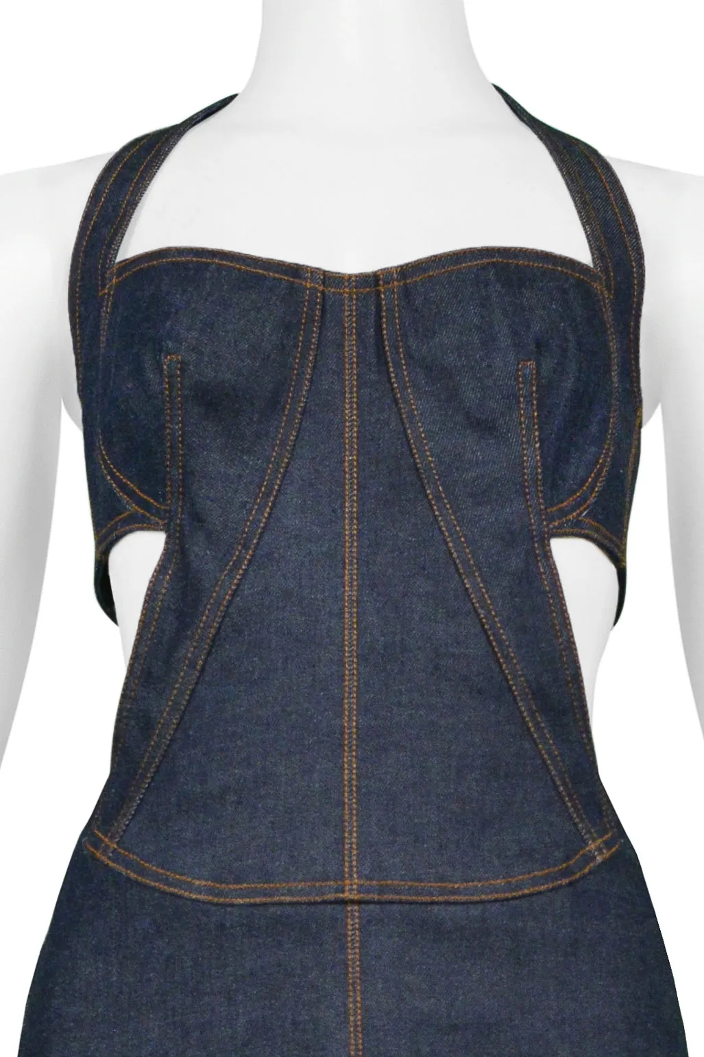 ALAIA EDITION 1986 REISSUE BLUE DENIM CUTOUT DRESS