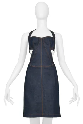 ALAIA EDITION 1986 REISSUE BLUE DENIM CUTOUT DRESS