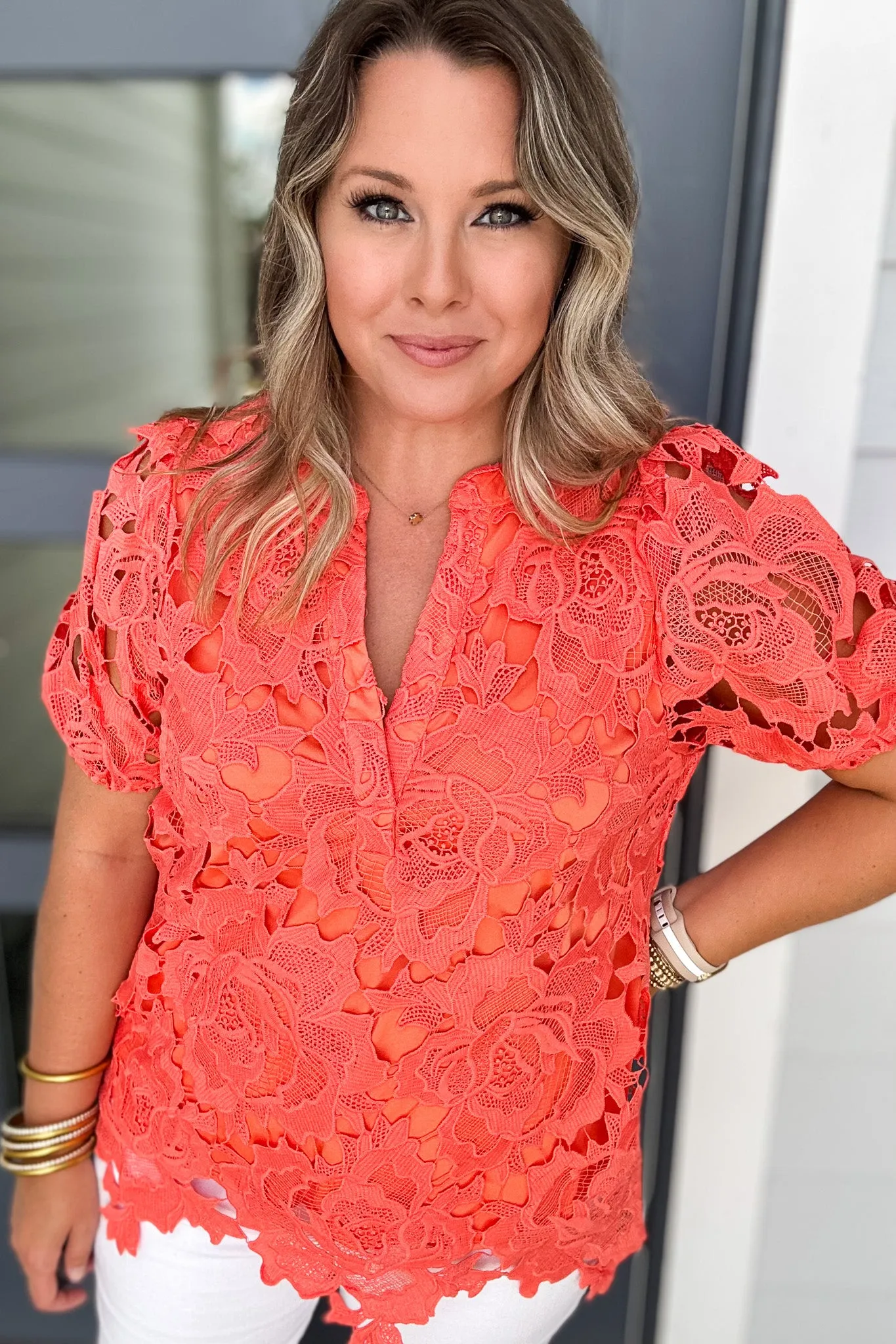 All Of Me Lace Top - Coral