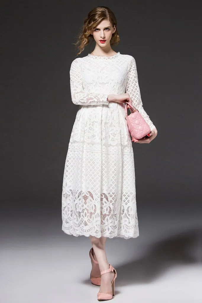 All-Over Lace Long Dress