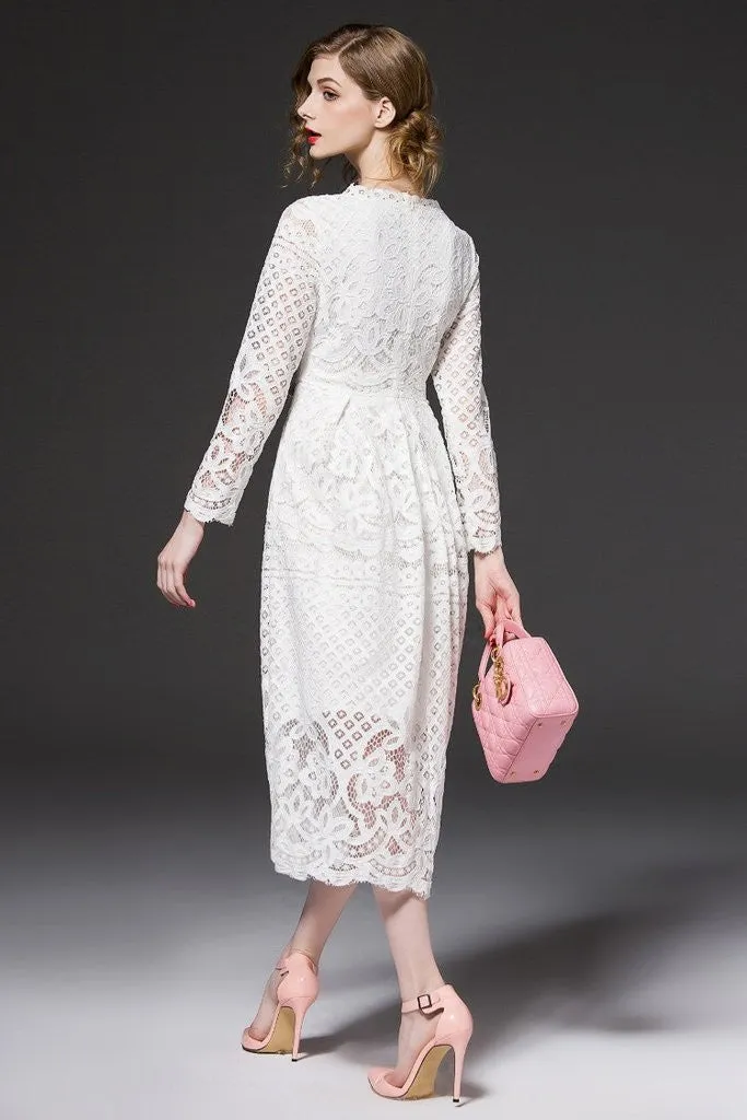 All-Over Lace Long Dress