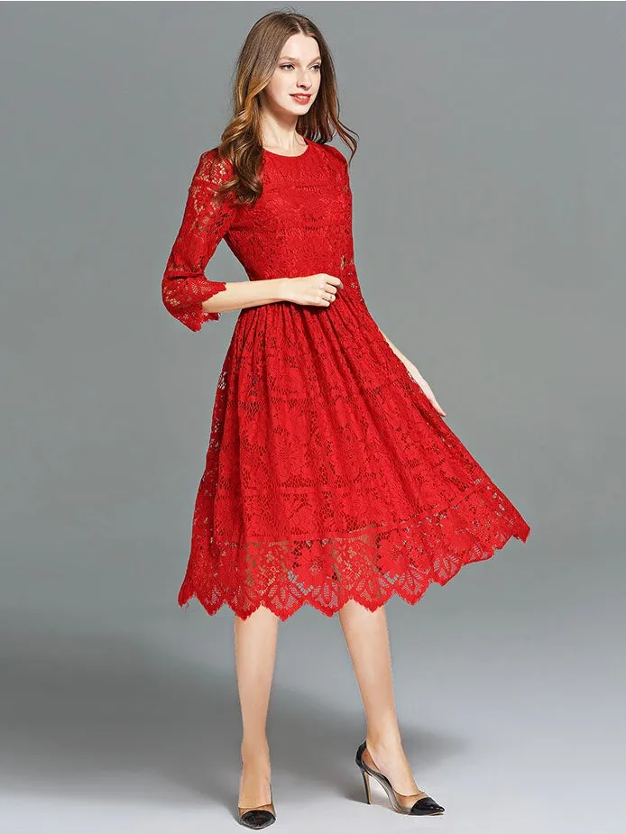 All-Over Lace Midi Dress