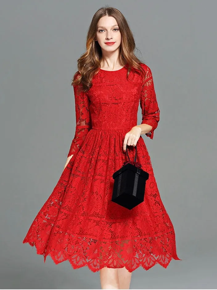 All-Over Lace Midi Dress