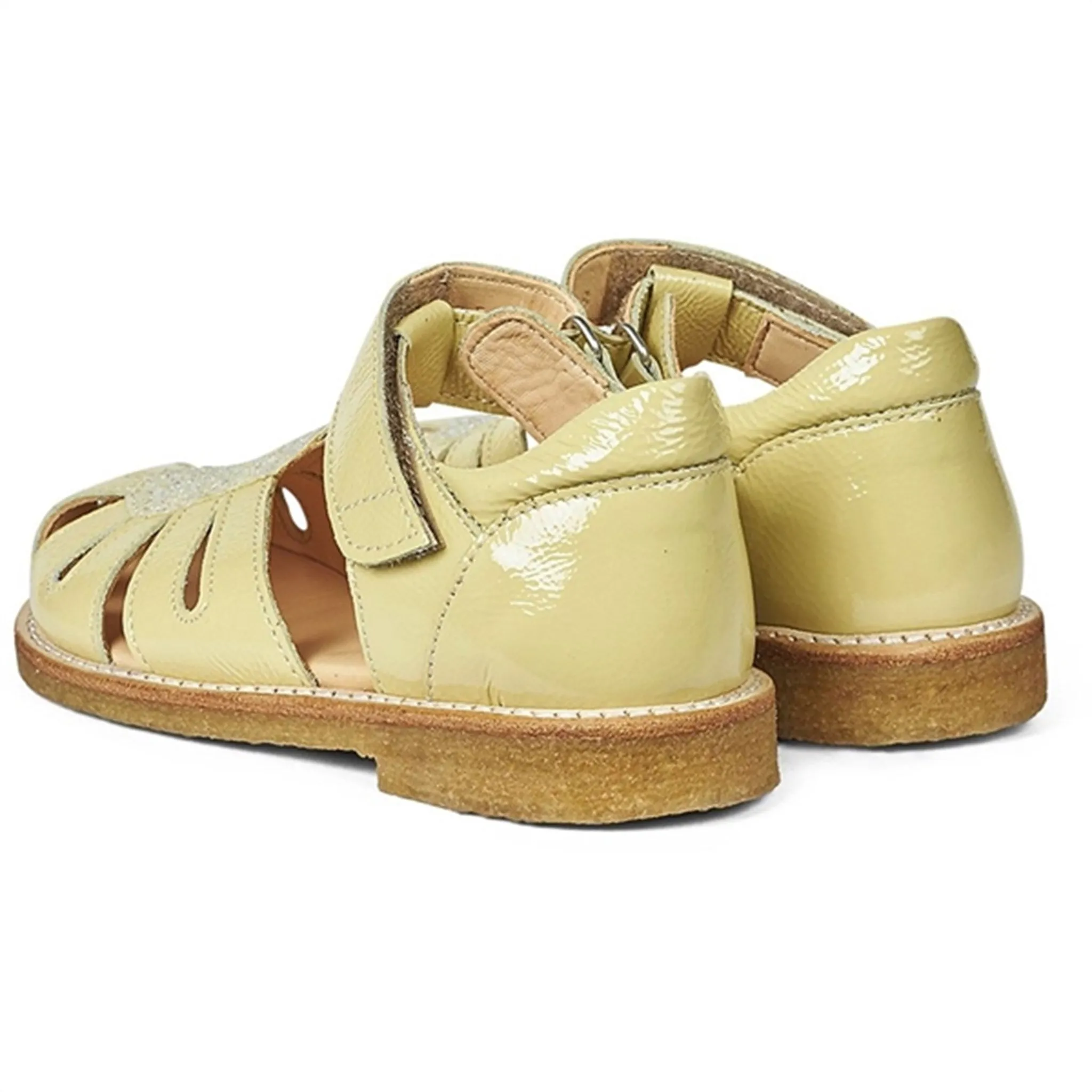 Angulus Sandal W. Velcro Light Yellow/Light Yellow Glitter