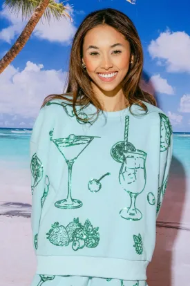 Aqua & Green Fruit and Cocktail Sweatshirt