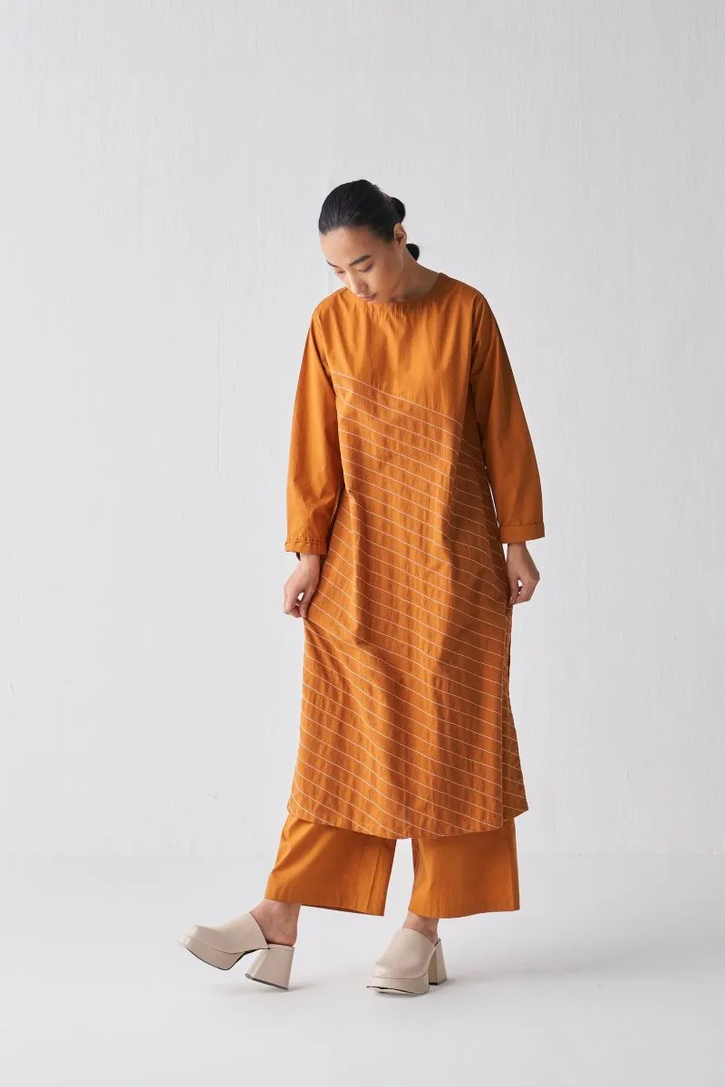 Asymmetric Stripe Tunic - Rust