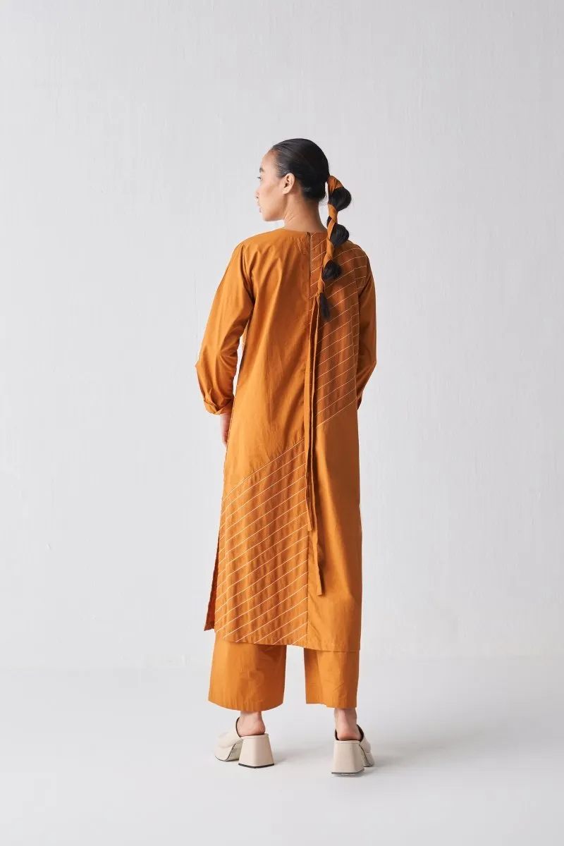 Asymmetric Stripe Tunic - Rust