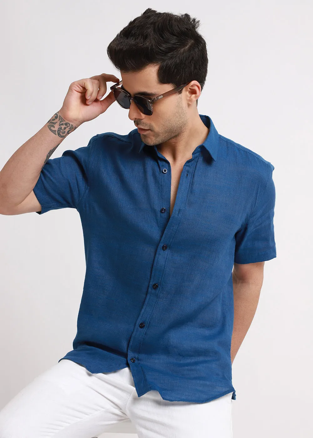 Batiste Blue Topaz Linen shirt