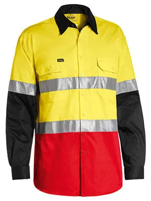 Bisley 3M Taped Hi Vis Cool Light Weight Three Tone Long Sleeve Shirt BS6697T