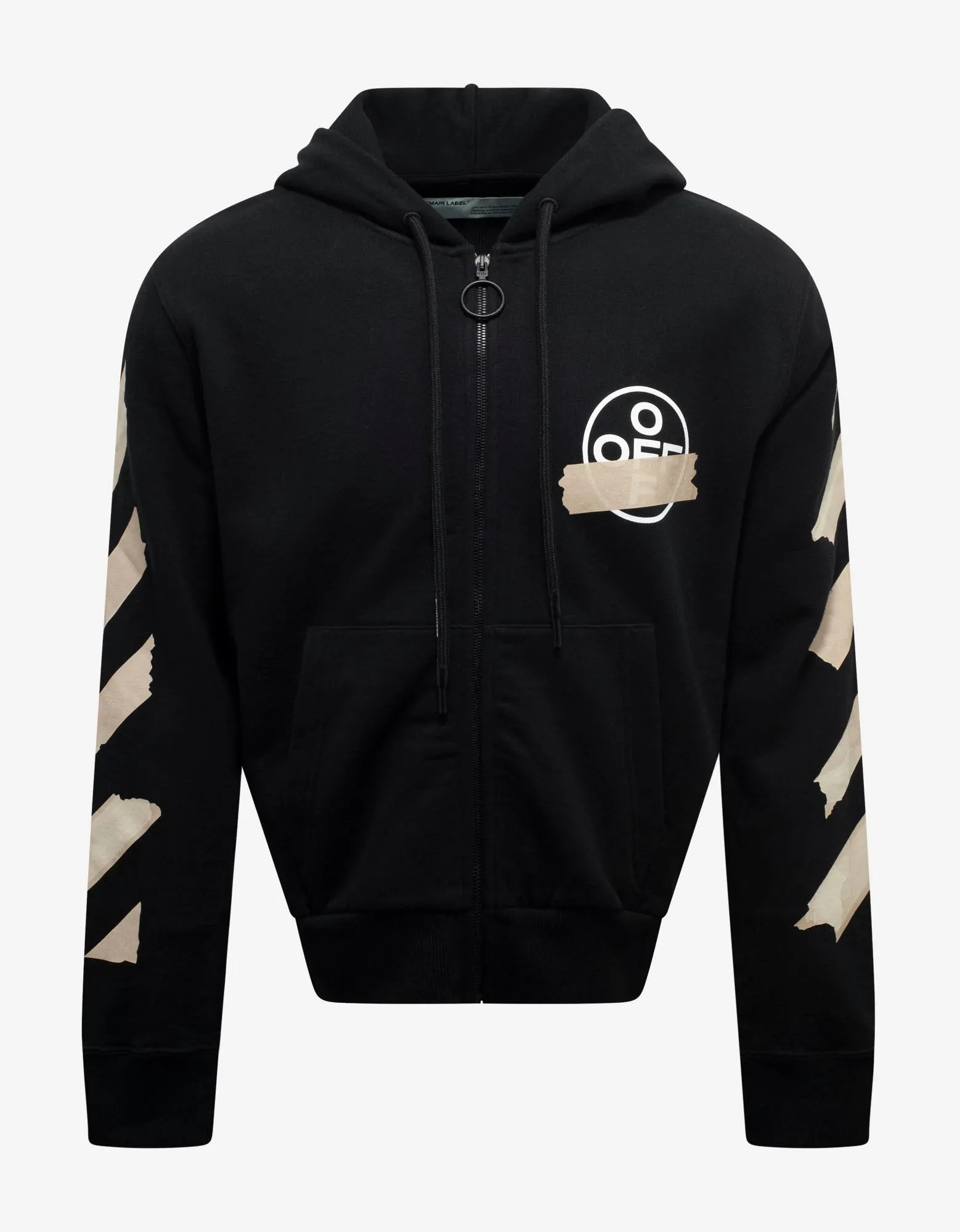 Black Tape Arrows Print Zip Hoodie -