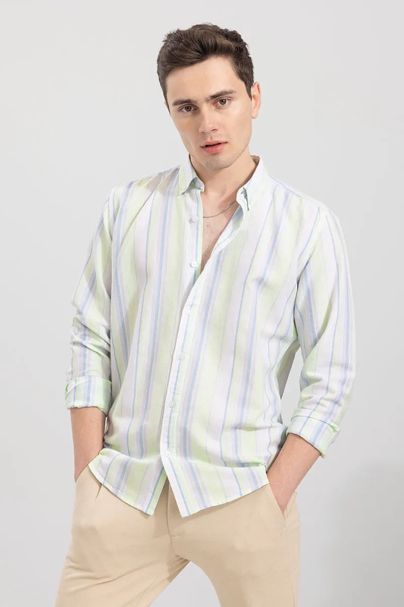 Blazing Stripe Green Linen Shirt