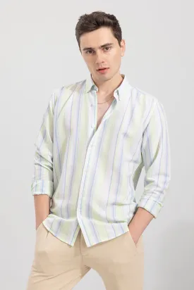 Blazing Stripe Green Linen Shirt