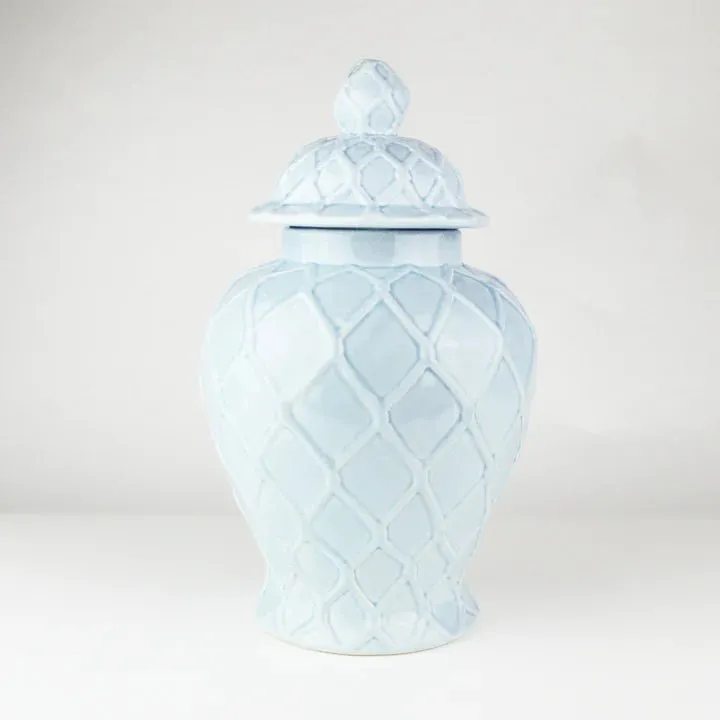 Blue Textured Pattern Ginger Jar - Two Sizes