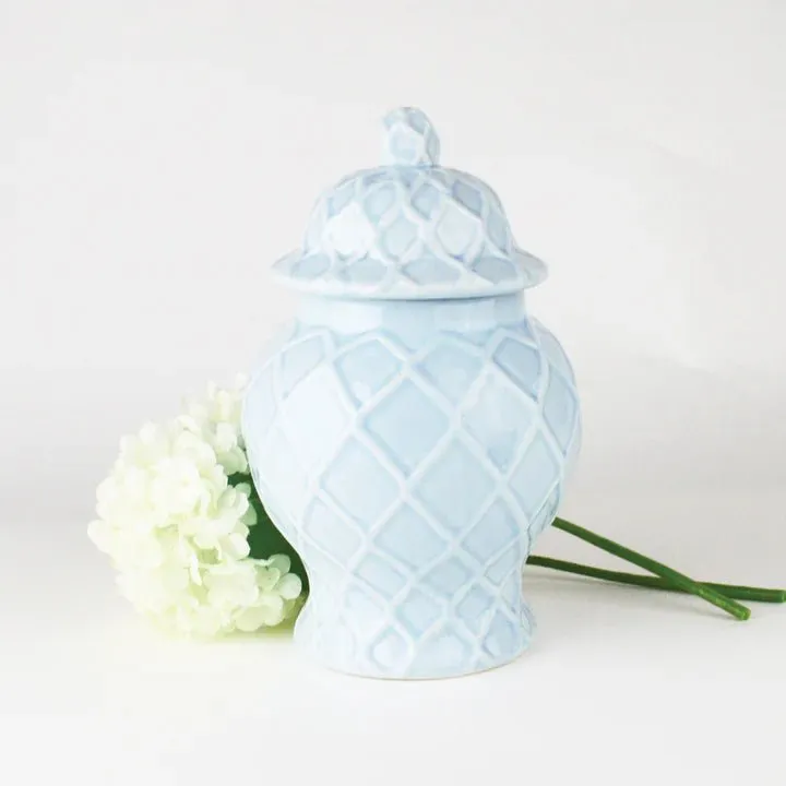 Blue Textured Pattern Ginger Jar - Two Sizes