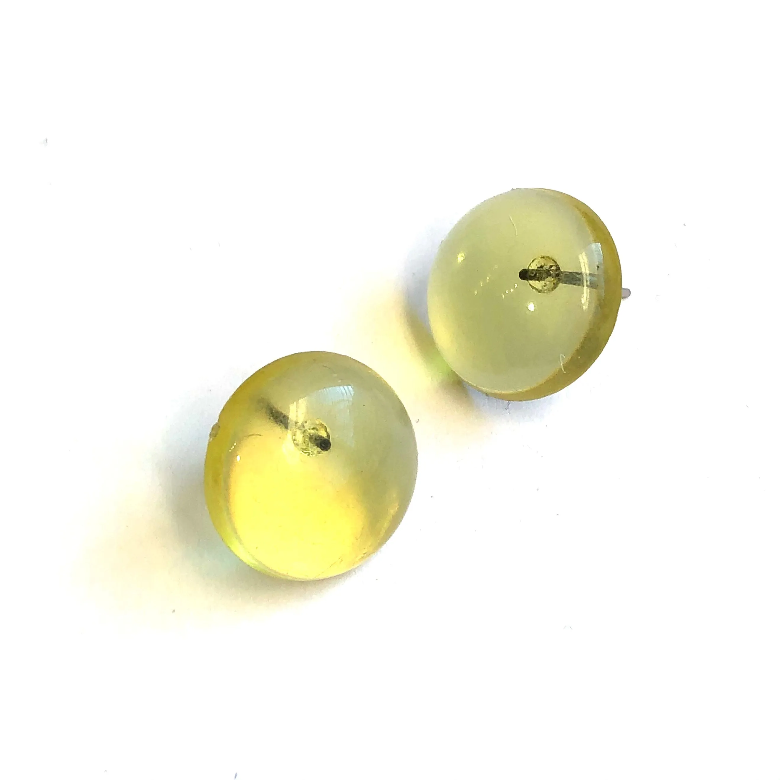 Champagne Yellow Transparent Retro Button Stud Earrings