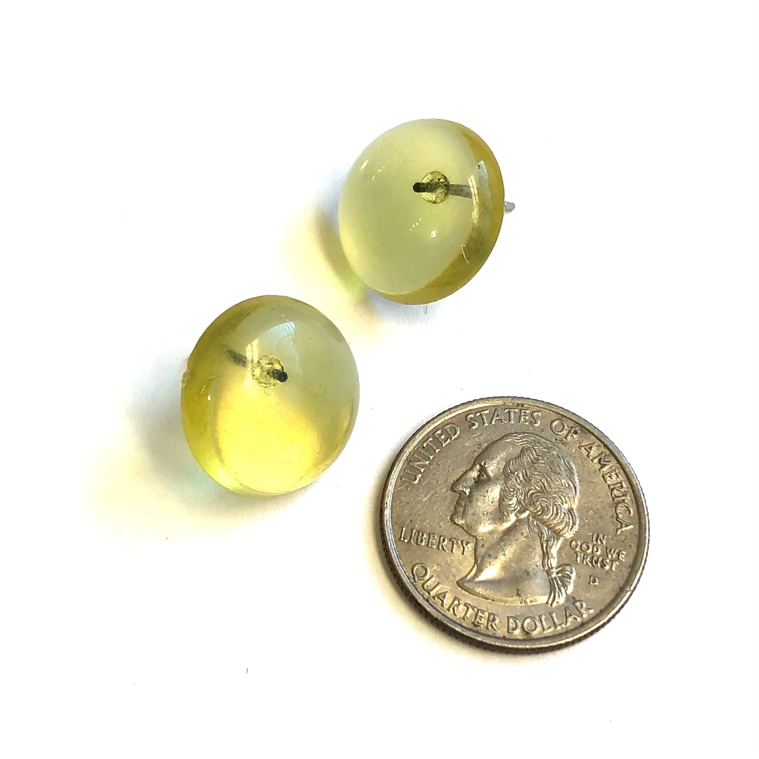 Champagne Yellow Transparent Retro Button Stud Earrings