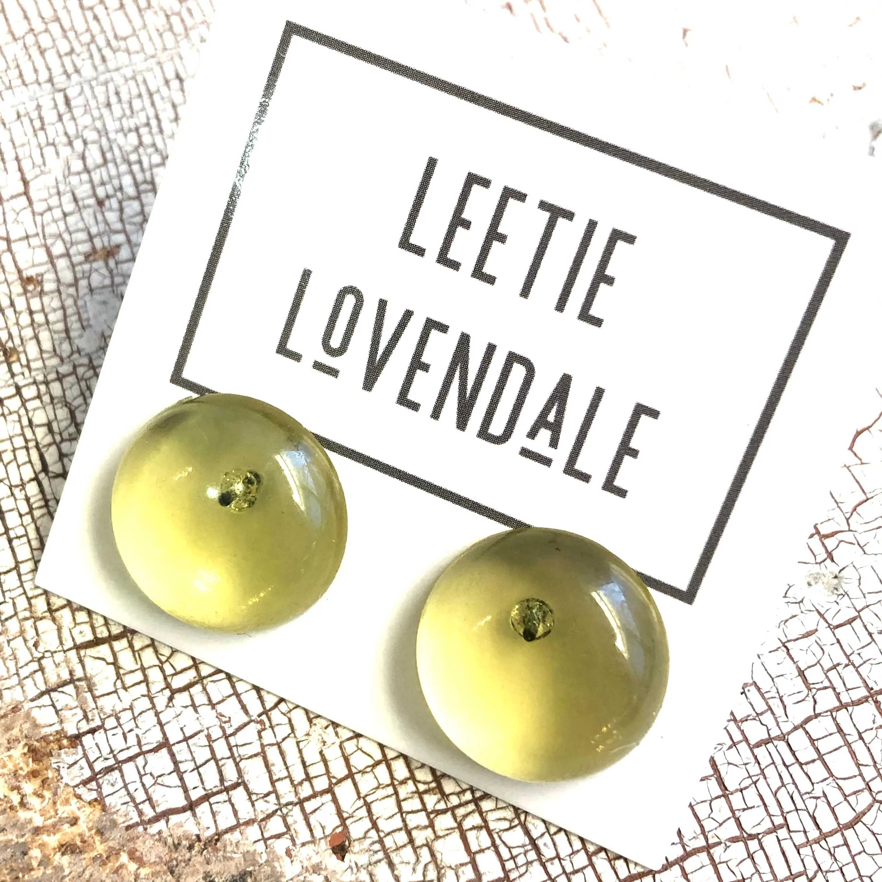 Champagne Yellow Transparent Retro Button Stud Earrings