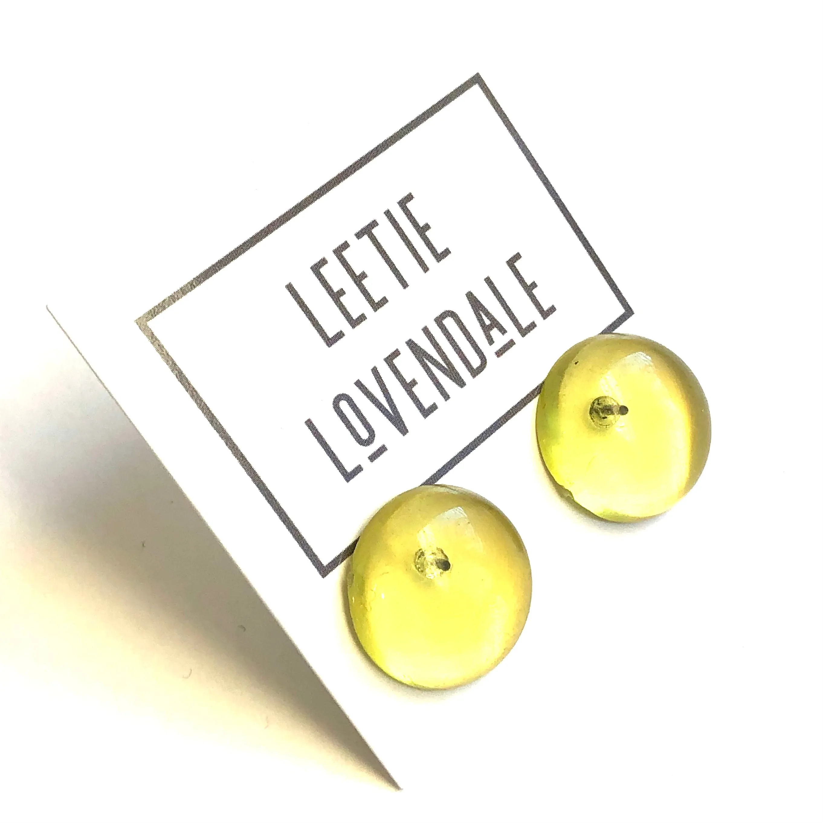 Champagne Yellow Transparent Retro Button Stud Earrings