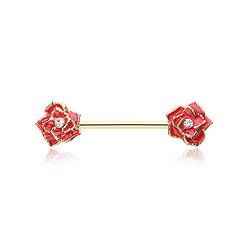 Classic Glam Rose Nipple Piercing Jewellery with Gold Plating