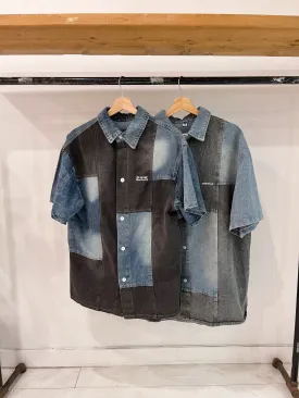 COAL Denim patchwork shirt