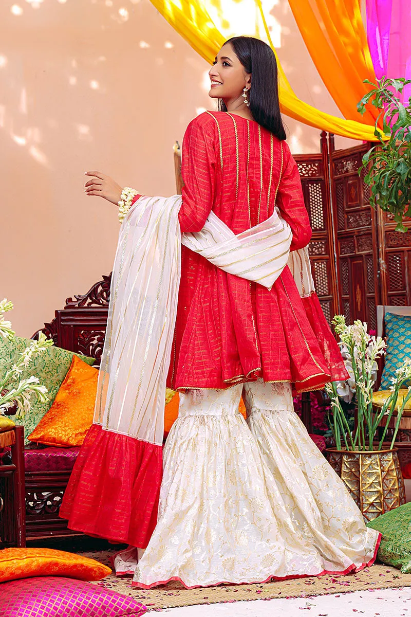 Cotton Zari & Lorex Gharara Suit | SHENDI | G123176