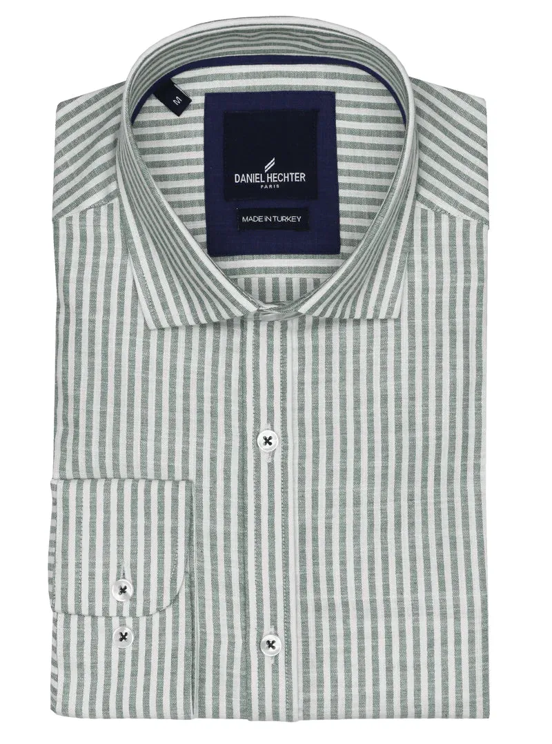 Daniel Hechter - Sel Striped Cotton Shirt - Green & White