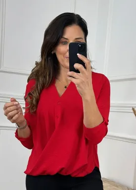 Darcy Red Wrap Blouse