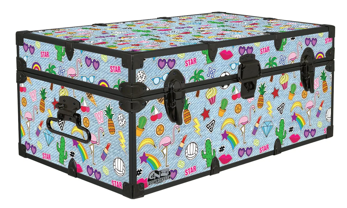 Designer Trunk - Denim Patches - 32x18x13.5"