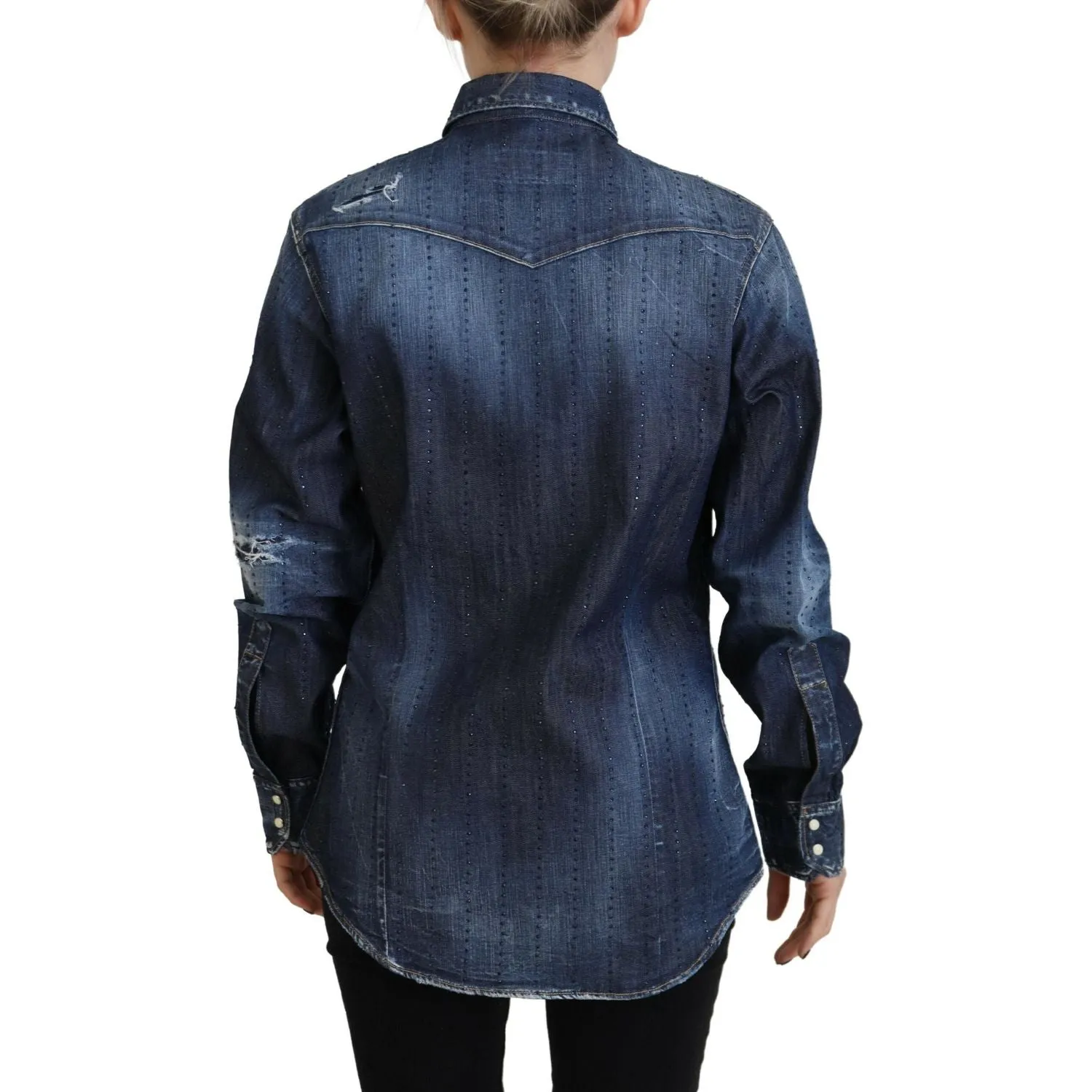 Dsquared² Blue Washed Cotton Button Down Collared Denim Top