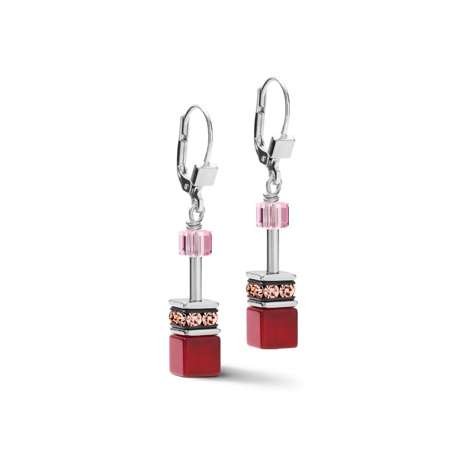 Earrings GeoCUBE® Crystals & Gemstones red-purple