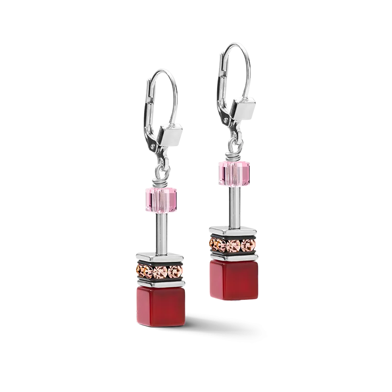 Earrings GeoCUBE® Crystals & Gemstones red-purple