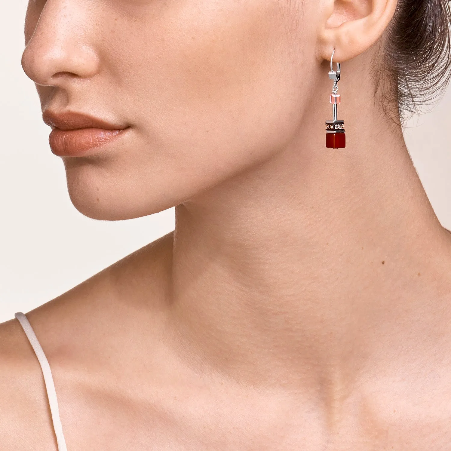 Earrings GeoCUBE® Crystals & Gemstones red-purple