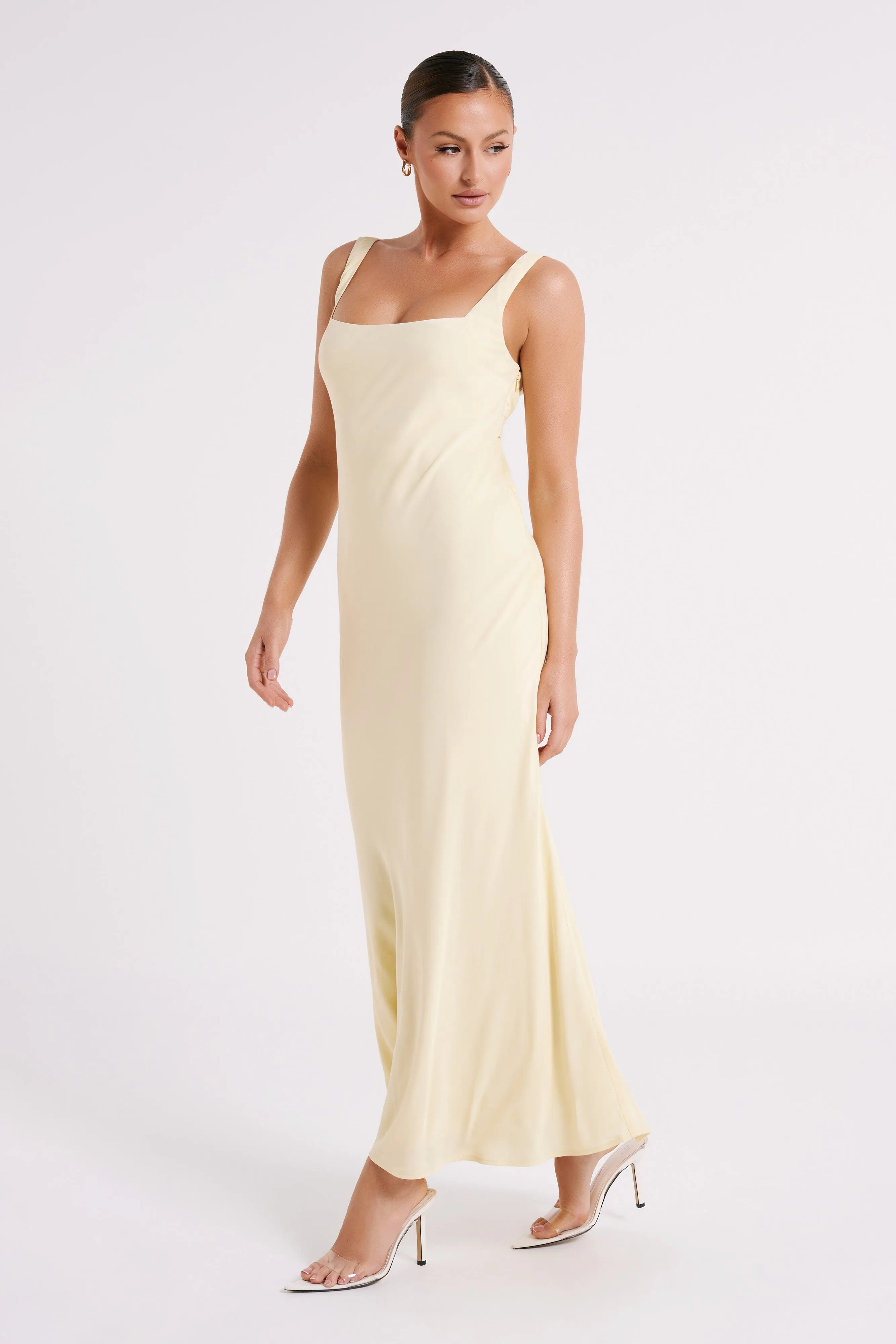 Ensley Satin Maxi Dress - Light Yellow