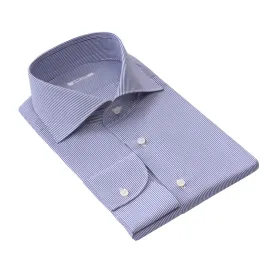 Fine Striped Cotton Shirt in Blue and White