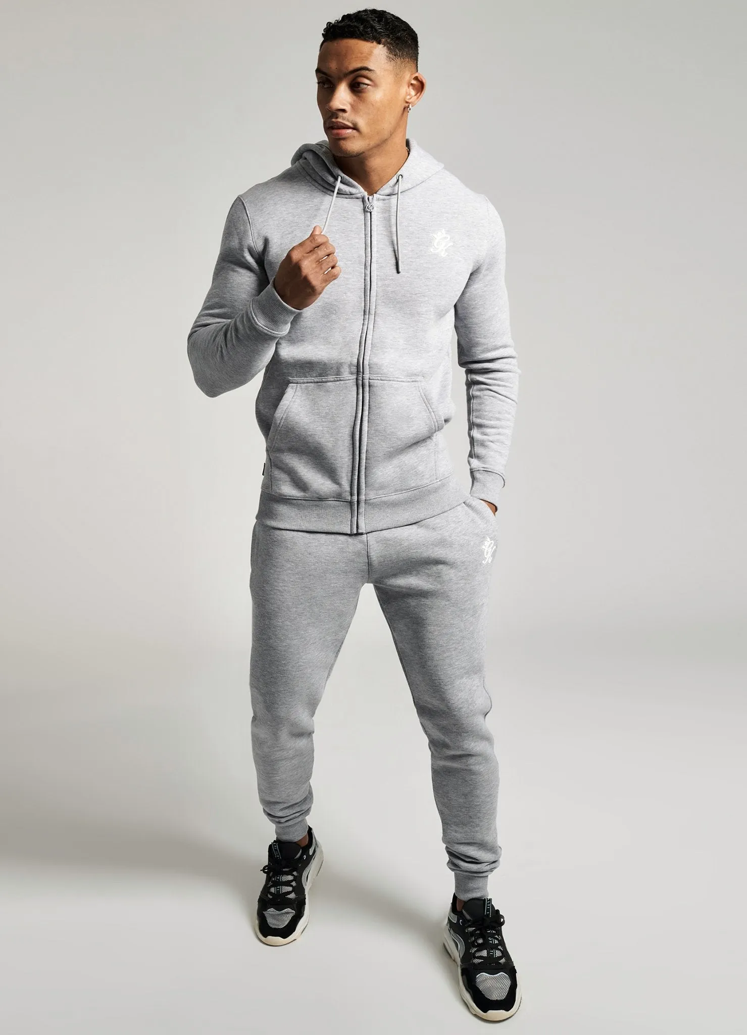 GK Basis Zip Through Hoodie - Grey Marl