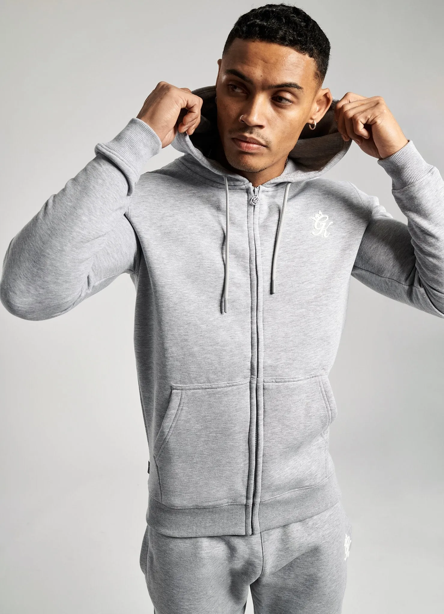 GK Basis Zip Through Hoodie - Grey Marl