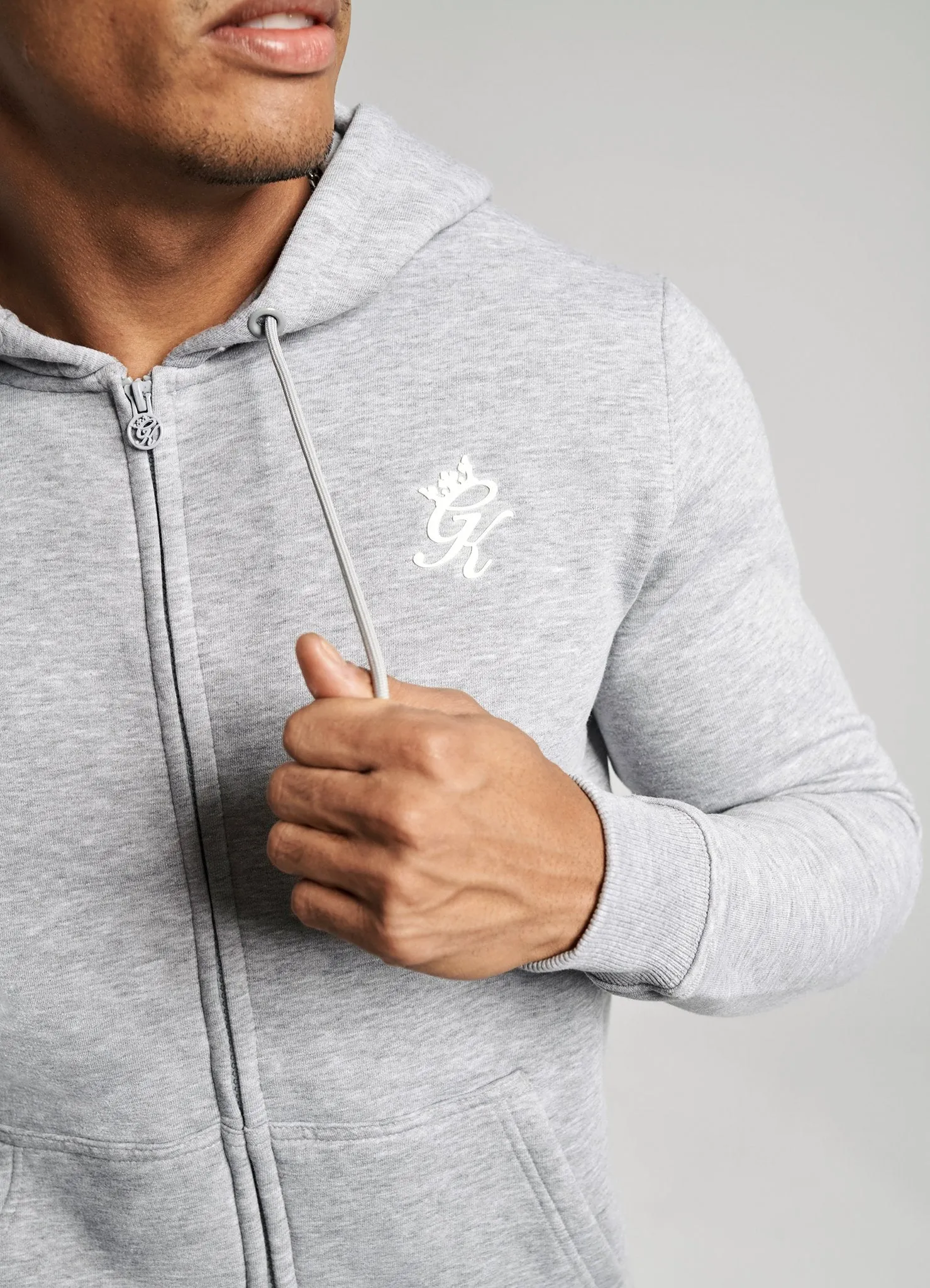 GK Basis Zip Through Hoodie - Grey Marl